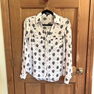 Express Portofino button up pink with black paisley